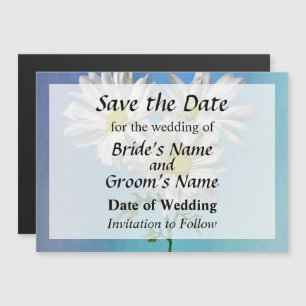 Three White Daisies Save the Date Magnetic Invitation
