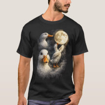 Three White Ducks Under the Full Moon Wildlife Art