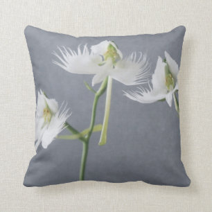 Three White Egret Orchids Cushion