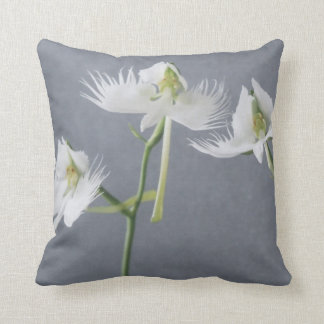 Three White Egret Orchids Cushion