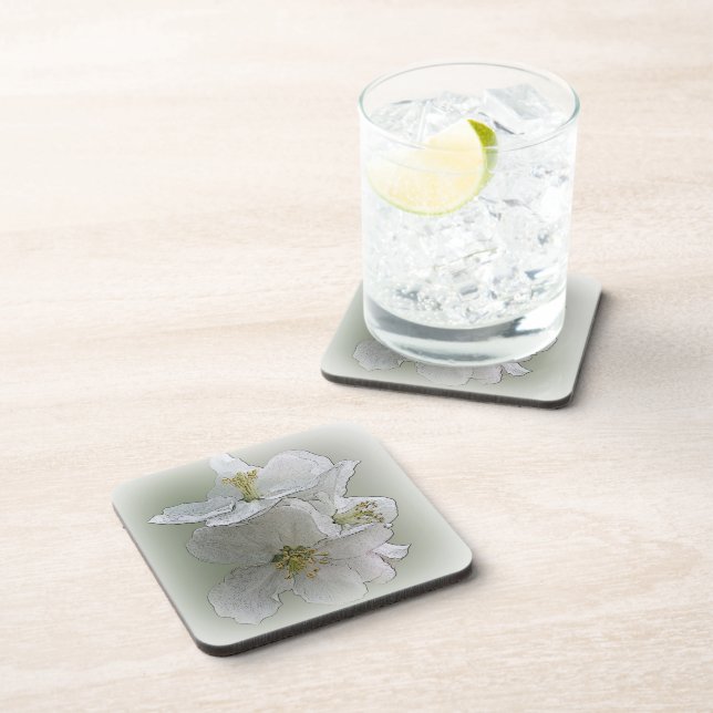 three white flowers coaster (Right Side)