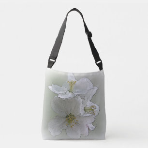 three white flowers crossbody bag