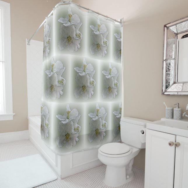 three white flowers shower curtain (In Situ)