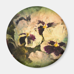 Three White Pansies (textured) Magnet