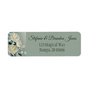 Three White Roses Return Address Label