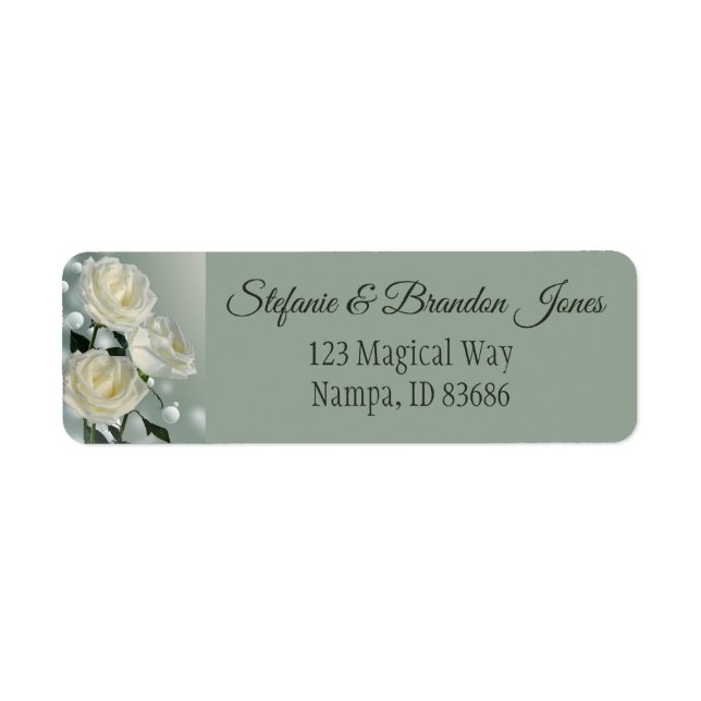 Three White Roses Return Address Label (Front)