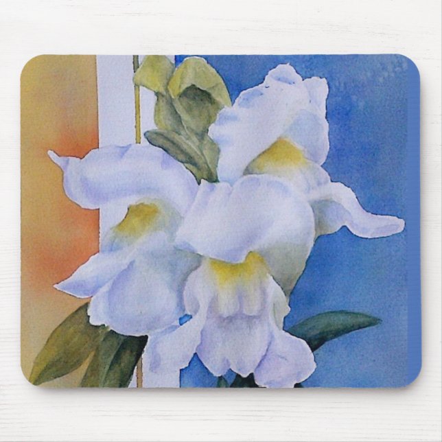 THREE WHITE SNAPDRAGONS MOUSEPAD (Front)