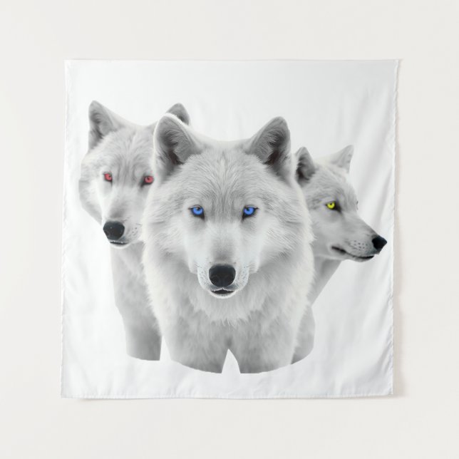Three White Wolves Tapestry (Front)