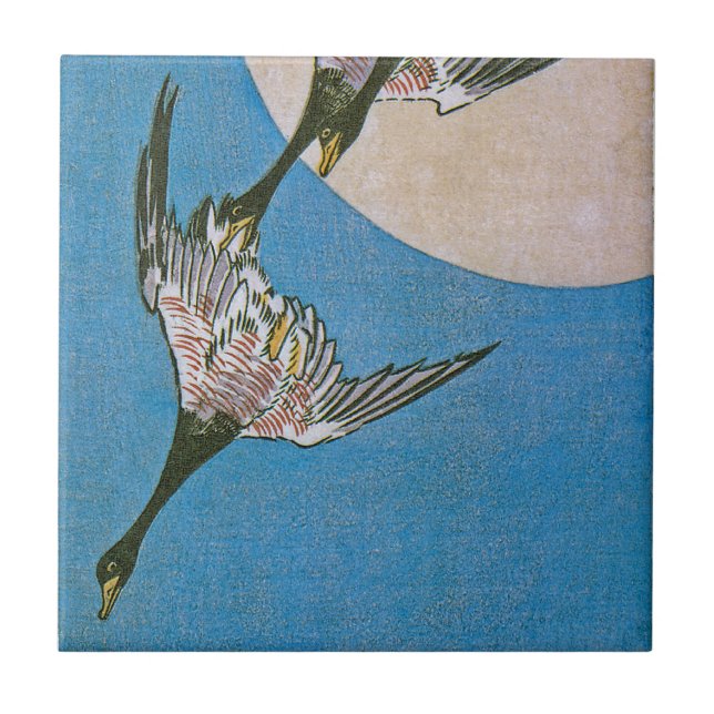 Three Wild Geese Flying Downward Ceramic Tile (Front)