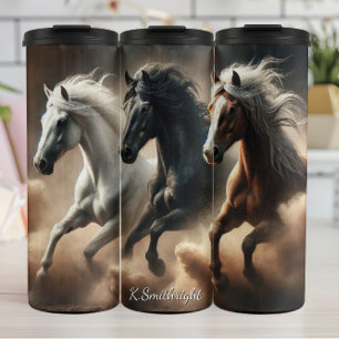 Three Wild Horses Dusty Gallop Thermal Tumbler