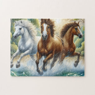 Three Wild Horses Jigsaw Puzzle