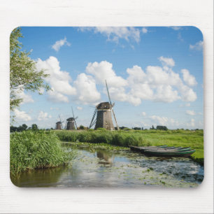 Three windmills and a canal mousepad