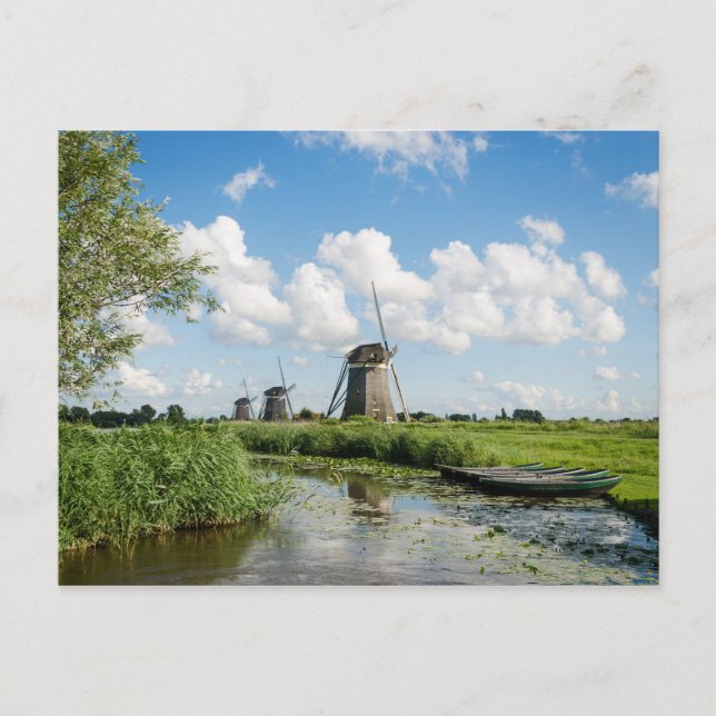 Three windmills and a canal postcard (Front)