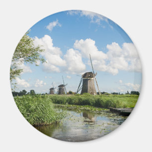 Three windmills and a canal round magnet