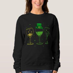 Three Wine Glasses C Shamrock St Patrick's Day Iri Sweatshirt