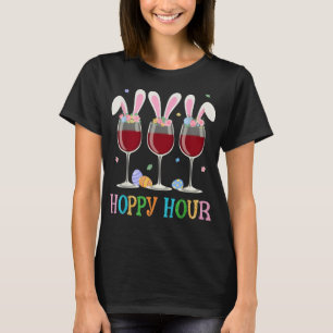 Three Wine Glasses Easter Drinking Bunny Ears Drin T-Shirt
