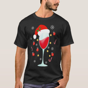 Three Wine Glasses Santa Hat Christmas  Wine  Xmas T-Shirt