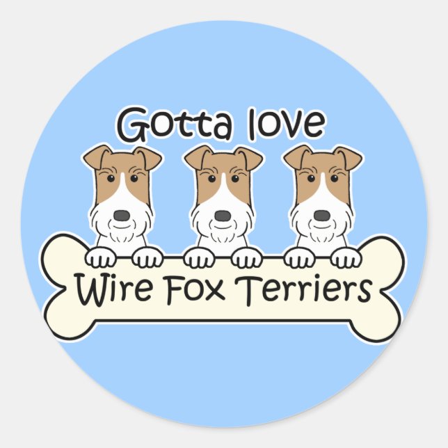 Three Wire Fox Terriers Classic Round Sticker (Front)