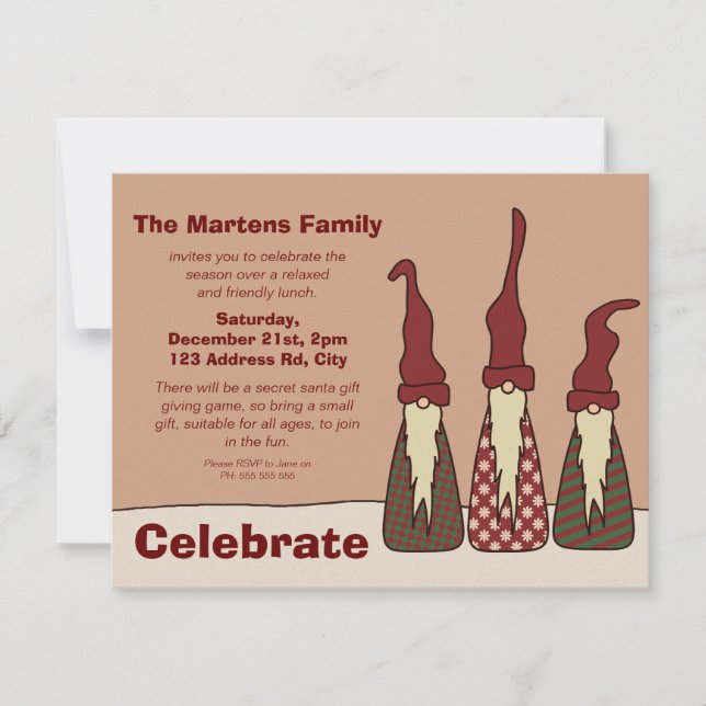 Three Wise Elves, christmas party invitation (Front)
