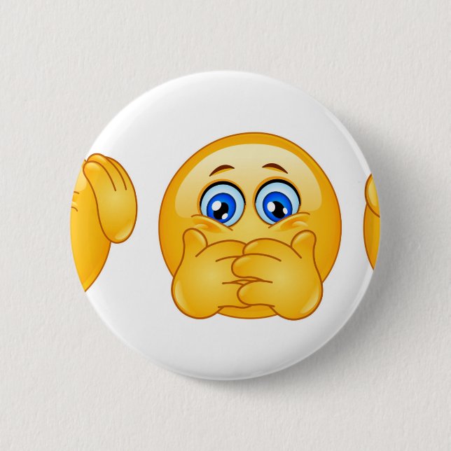 three wise emojis 6 cm round badge (Front)