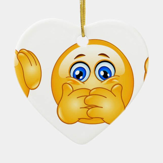 three wise emojis ceramic ornament (Front)