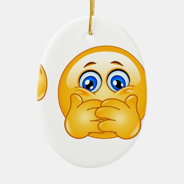 three wise emojis ceramic tree decoration (Front)