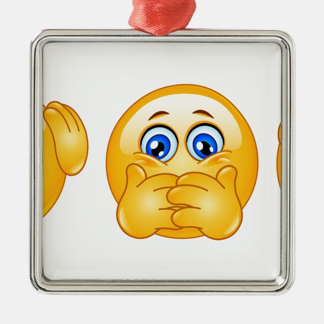 three wise emojis metal tree decoration (Front)