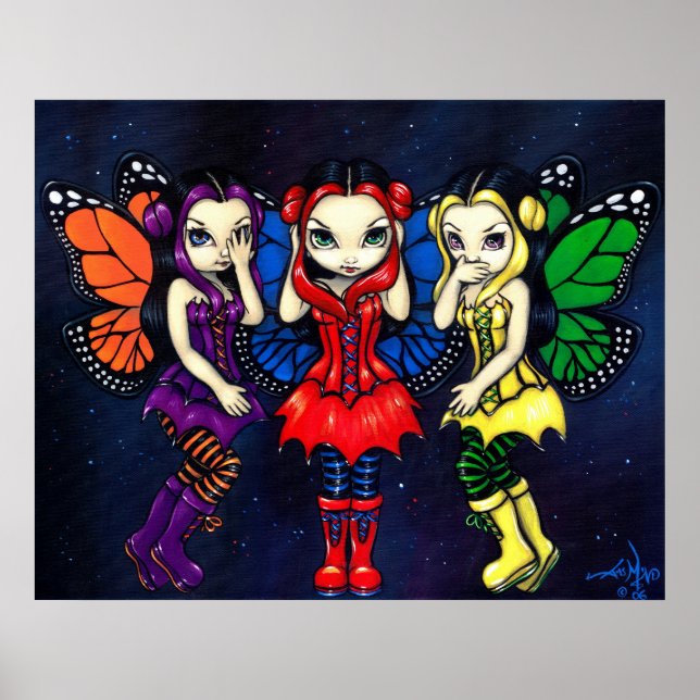 Three Wise Faeries gothic fairy Art Print (Front)