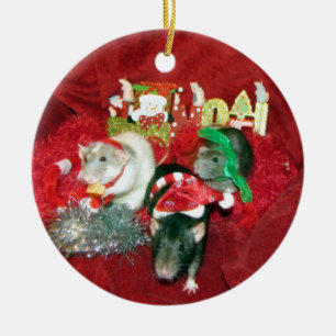 Three Wise Girls Pet Rat Christmas Ornament
