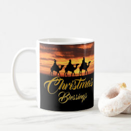 Three Wise Kings Desert Sunset Christmas Blessings Coffee Mug
