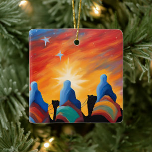 Three Wise Men Abstract  Ceramic Ornament