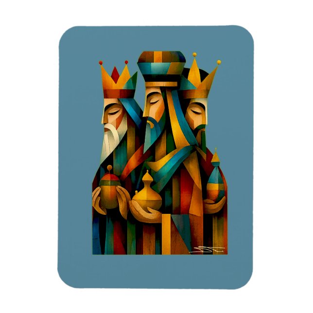 Three Wise Men Abstract Nativity Art Magnet (Vertical)
