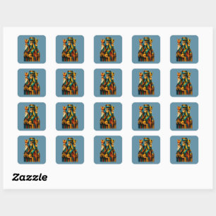 Three Wise Men Abstract Nativity Art Square Sticker