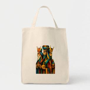 Three Wise Men Abstract Nativity Art Tote Bag