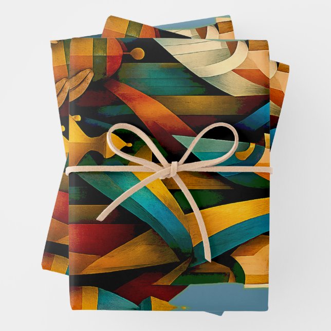 Three Wise Men Abstract Nativity Art  Wrapping Paper Sheet (In situ)