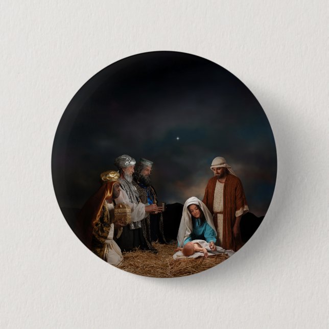 Three Wise Men at the Nativity 6 Cm Round Badge (Front)