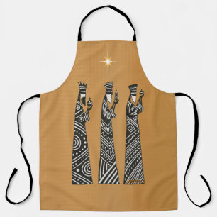 Three Wise Men Black & White Christmas Nativity Apron