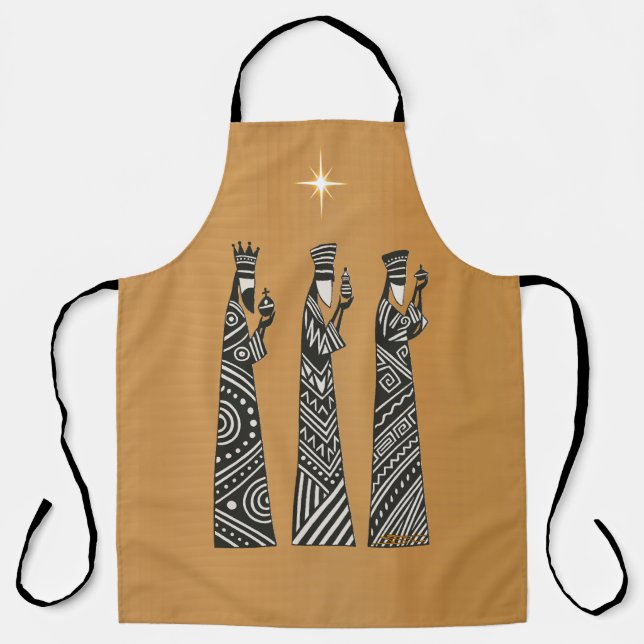 Three Wise Men Black & White Christmas Nativity Apron (Front)