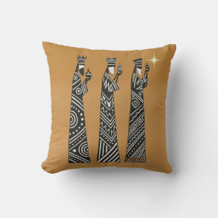Three Wise Men Black & White Christmas Nativity Cushion