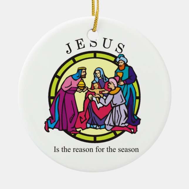 Three Wise Men Bringing Gifts Ceramic Ornament (Front)