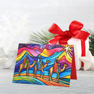 Three Wise Men Colourful Christmas Holiday Card