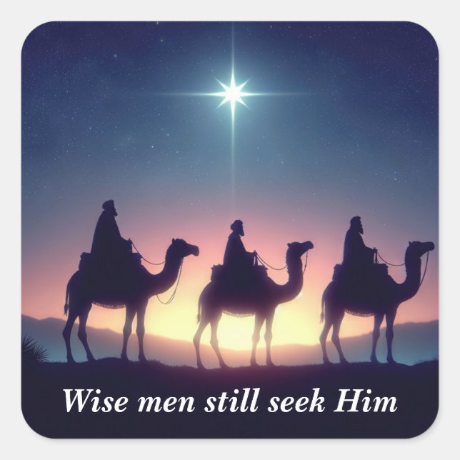 Three Wise Men Following a Star Square Sticker (Front)