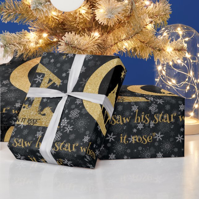 Three Wise Men Gold Black Christmas Wrapping Paper (Holidays)