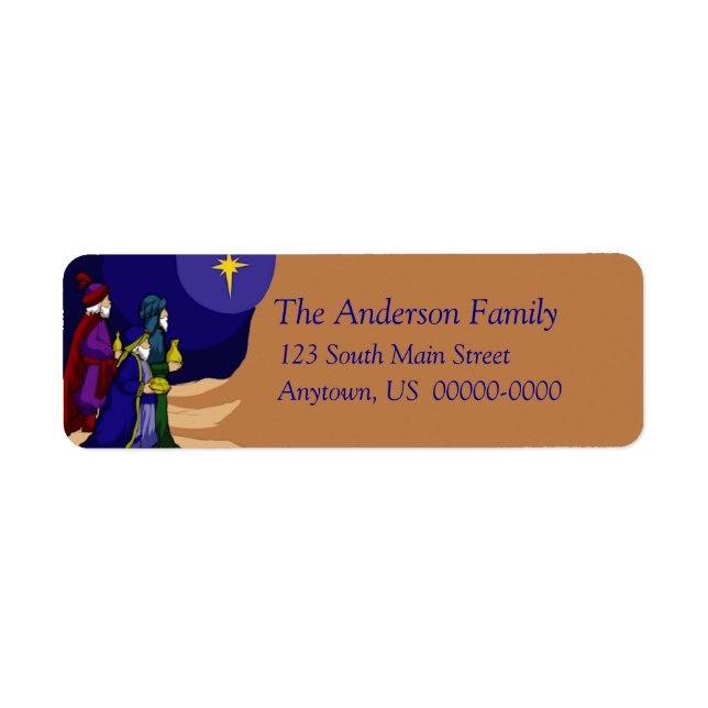 Three Wise Men Holiday Label Return Address Label (Front)