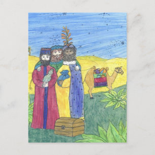 Three wise men holiday postcard