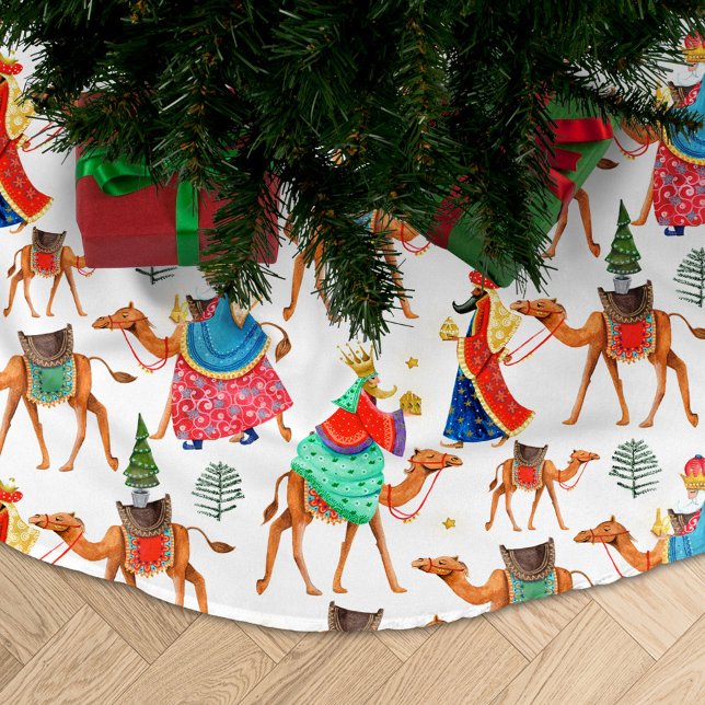 Three wise men kings & camels all-over print brushed polyester tree skirt (Creator Uploaded)