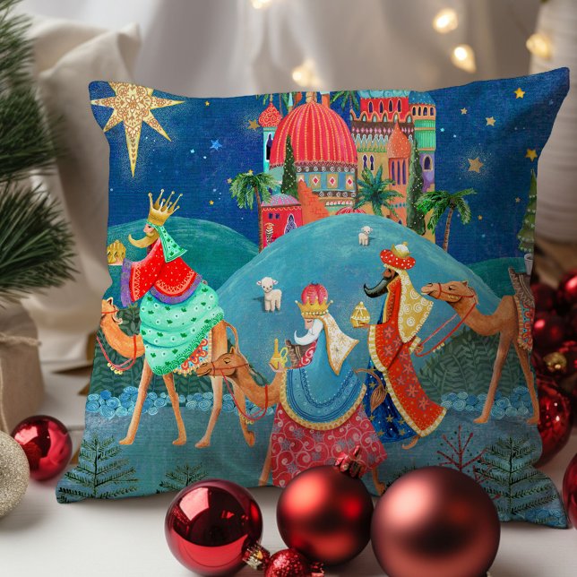 Three Wise Men Los Reyes magos holiday Christmas Cushion (Three Wise Men Los Reyes magos holiday Christmas Throw Pillow)