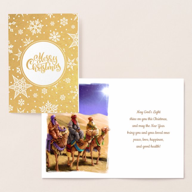 Three Wise Men Luxury Real Foil Christmas Cards (Display)