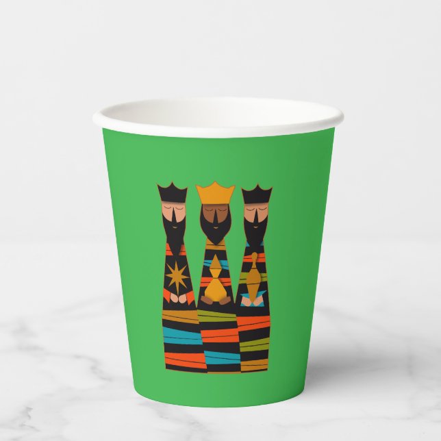 Three Wise Men Modern Mid-Century Paper Cups (Front)
