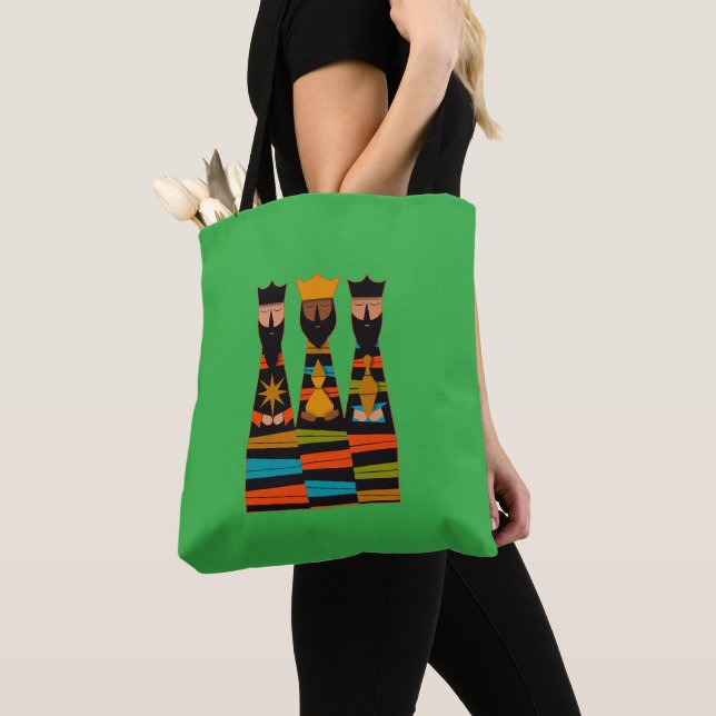 Three Wise Men Modern Mid-Century Tote Bag (Close Up)